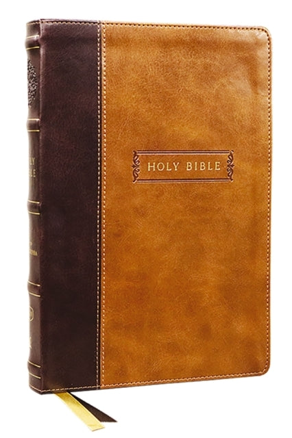 KJV, Center-Column Reference Bible with Apocrypha, Leathersoft, Brown, 73,000 Cross-References, Red Letter, Comfort Print