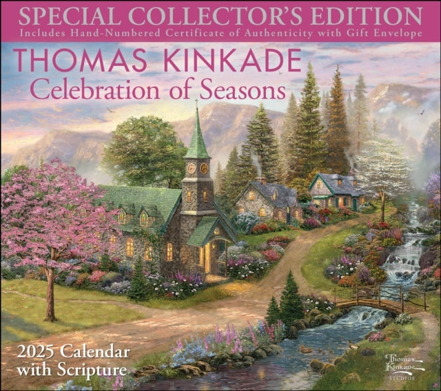 Thomas Kinkade Special Collector'S Edition With Scripture 2025 Deluxe Wall Calendar With Print Celebration of Seasons