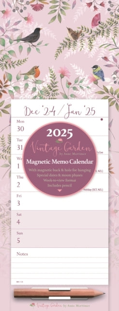 Vintage Garden Week-To-View Magnetic Calendar 2025