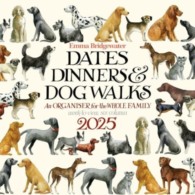 Emma Bridgewater Dates, Dinners & Dog Walks Week-To-View Planner Wall Calendar 2025