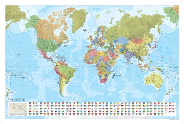 World Political Marco Polo Wall Map With Flags