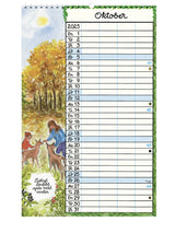 Familiekalender for den lille familie m/4 kolonner SKOLEÅRET RUNDT 2025/26