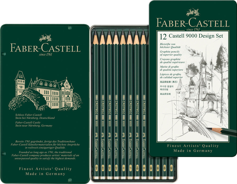 Blyant sæt pitt Faber-Castell 9000 5b-5h tin 12 ass