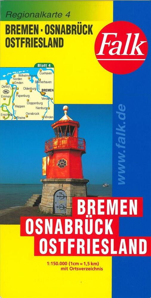Falk Regionalkarten Deutschland: Bremen, Osnabrück, Ostfriesland