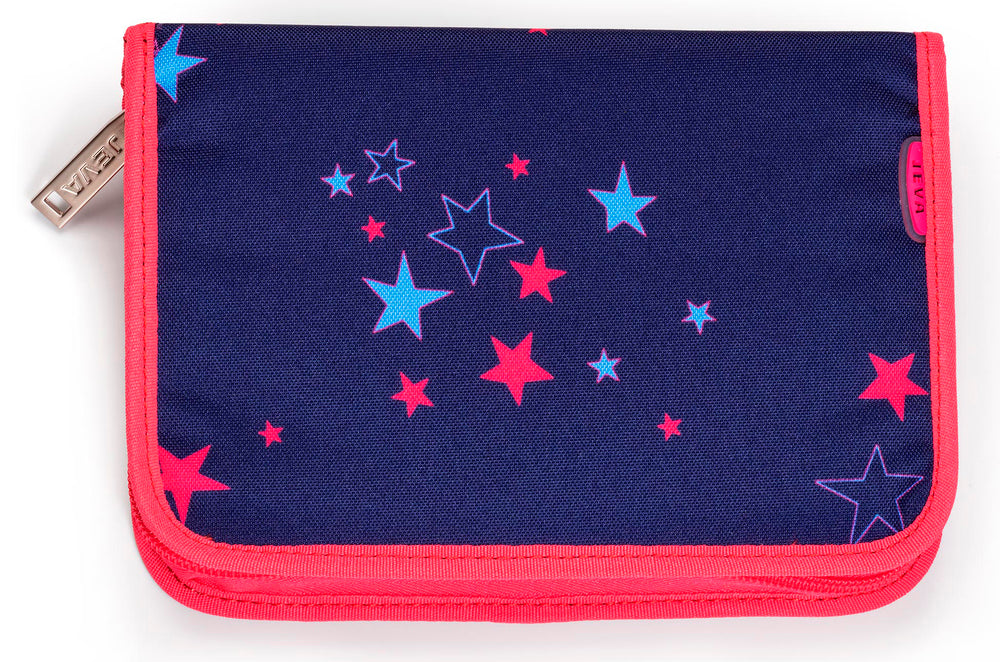 Penalhus Jeva onezip pink starry m/indhold