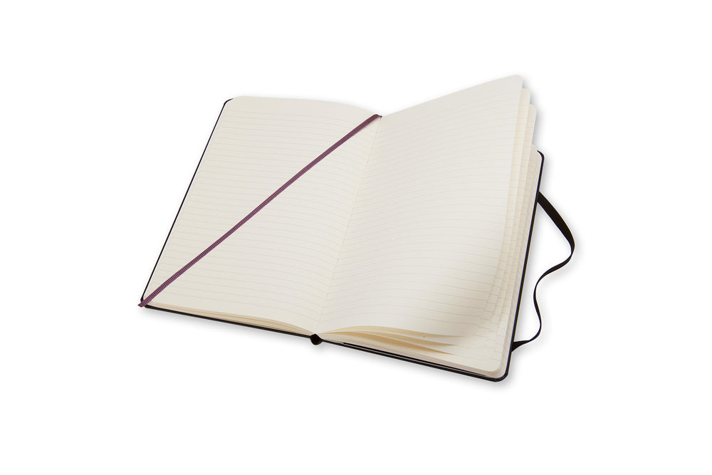 Notesbog Moleskine large sort m/240 linjerede ark hard cover