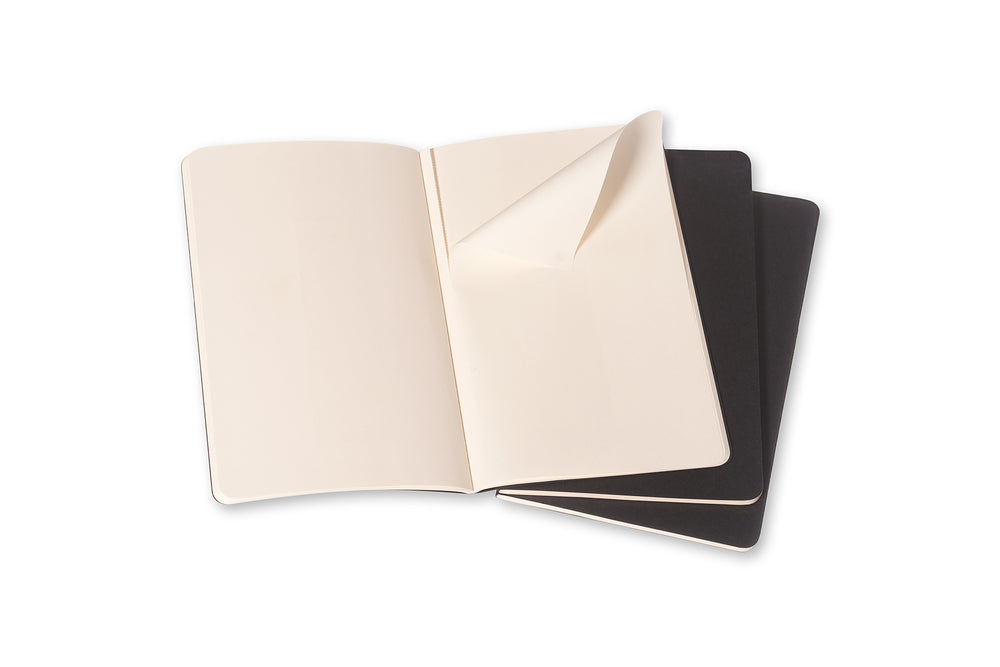 Notesbog Moleskine pocket cahiers sort 3 stk m/64 blanke ark