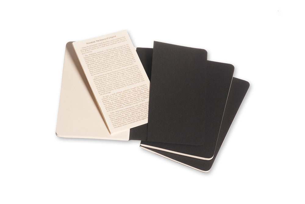 Notesbog Moleskine pocket cahiers sort 3 stk m/64 blanke ark