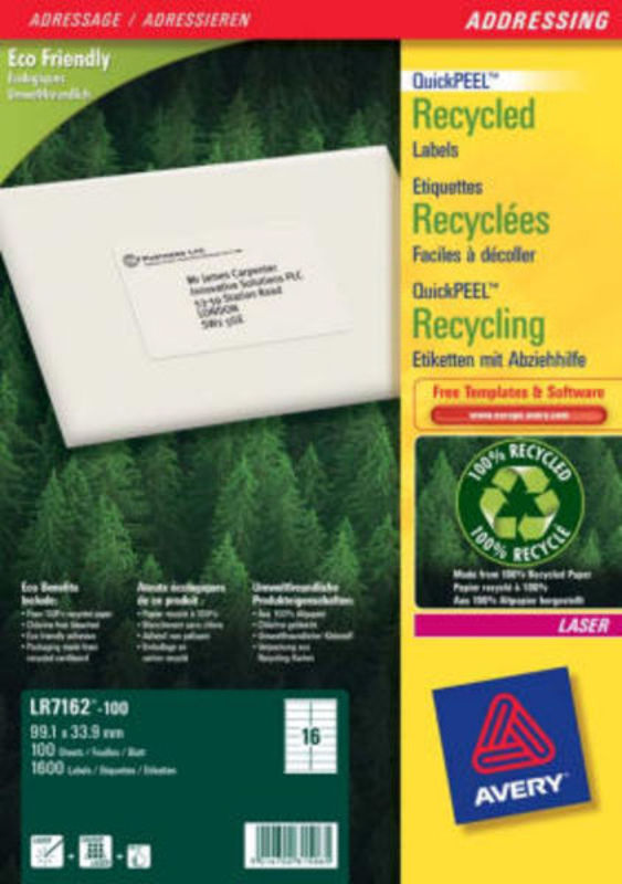 Adresseetiketter recycling 99,1x34mm