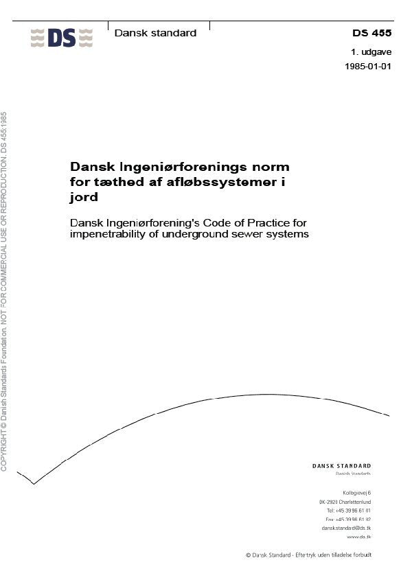 Dansk Ingeniørforenings norm for tæthed af afløbssystemer i jord
