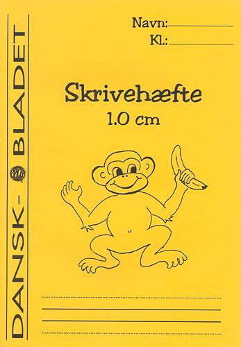 Skrivehæfte med linieafstand 1,0 cm.