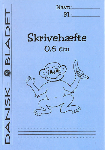 Skrivehæfte med linieafstand 0,6 cm.