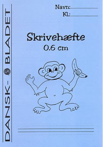 Skrivehæfte med linieafstand 0,6 cm.