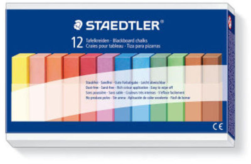 Tavlekridt Staedtler farvede 12 ass/æske