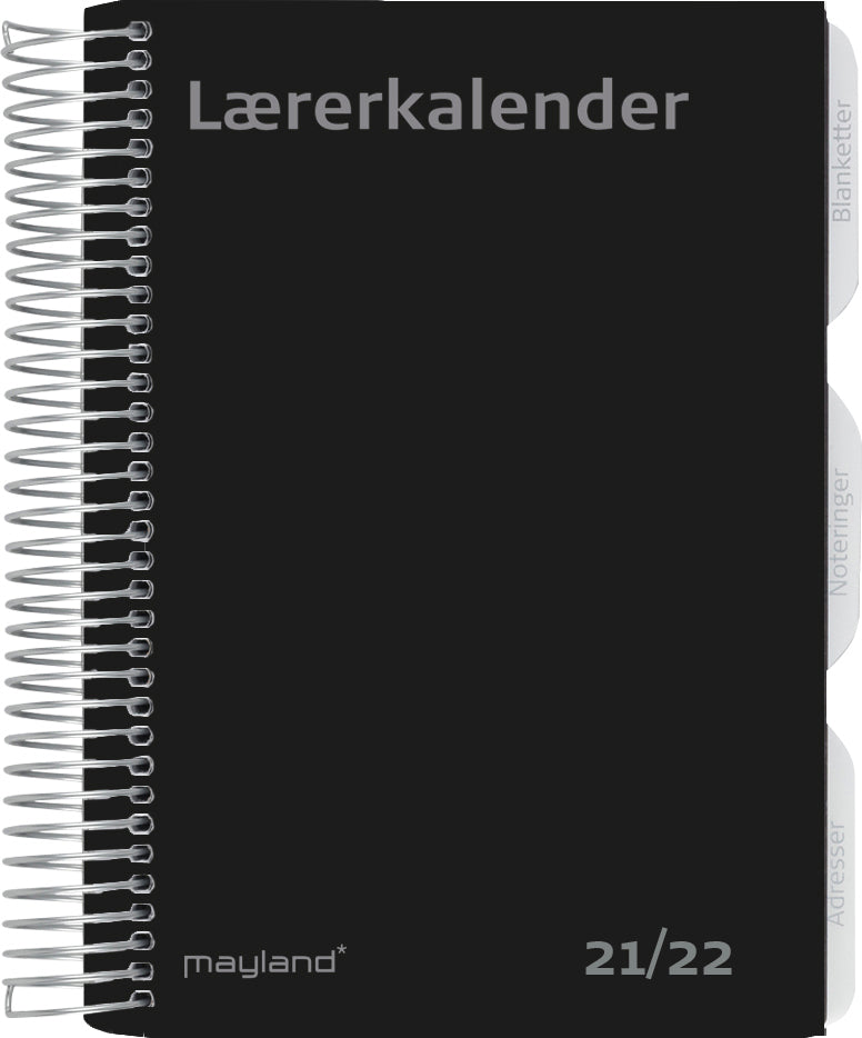 LÆRERKALENDER 21/22 MAYLAND A5 UGE HØJFORMAT SORT FIBERPAP