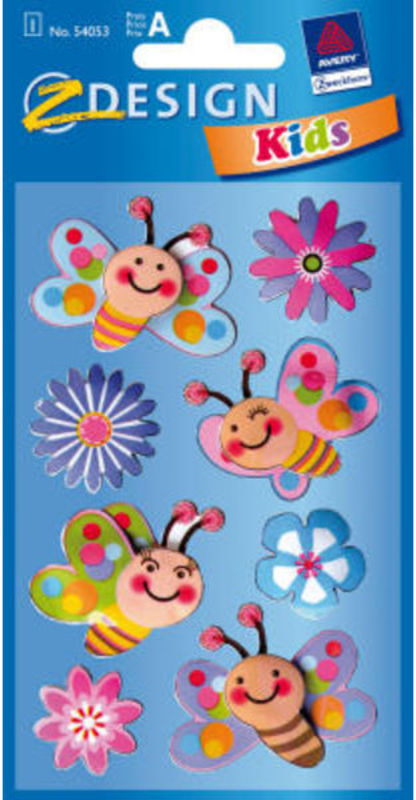 STICKERS 3D SMILENDE SOMMERFUGLE