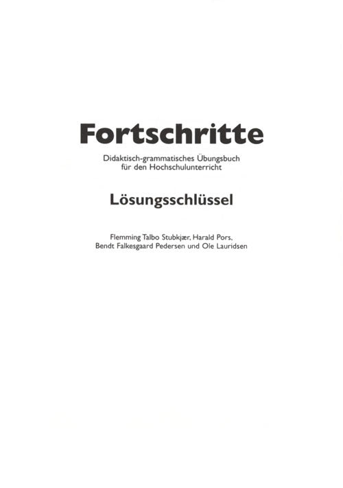 Fortschritte, Løsningshæfte