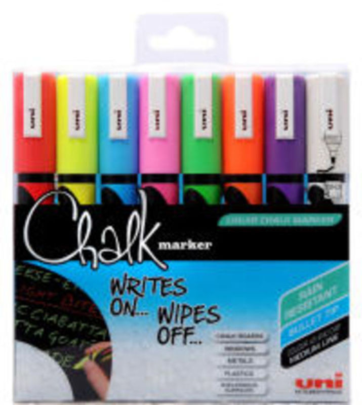 Marker chalk uni pwe 5m 8 stk etui