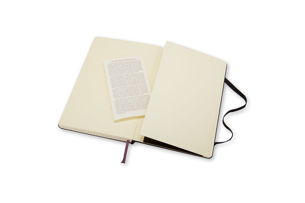 Notesbog Moleskine large sort m/240 kvadrerede ark hard