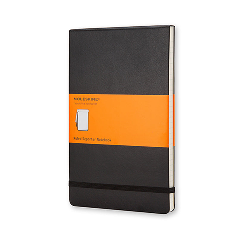 Notesblok reporter Moleskine large sort m/linjerede ark hard