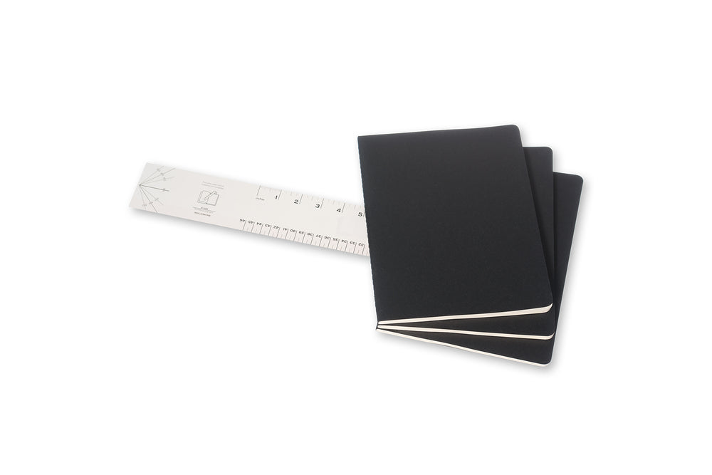 Notesbog Moleskine xl cahiers sort 3 stk m/120 blanke ark