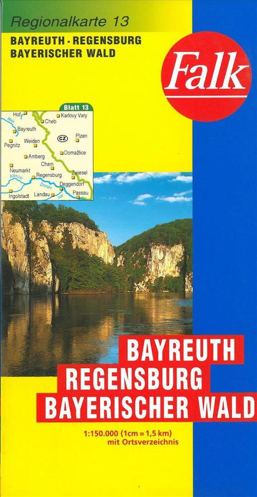 Falk Regionalkarten Deutschland Blad 13: Bayreuth, Regensburg, Bayerischer Wald