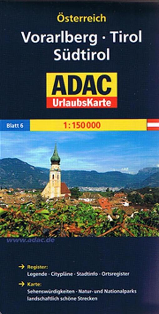 Österreich Urlaubskarte blad 6: Vorarlberg Tirol Südtirol