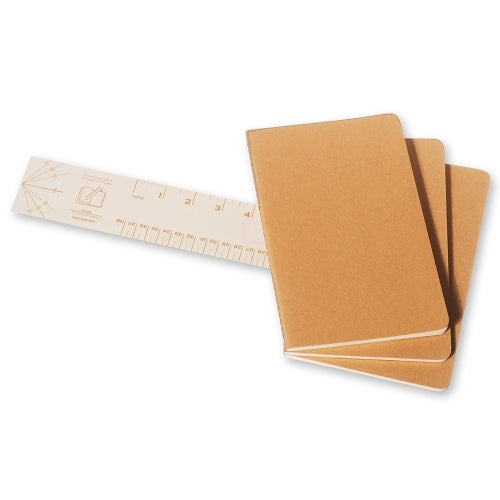 Notesbog Moleskine l cahiers kraft 3 stk m/80 blanke ark