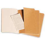 Notesbog Moleskine l cahiers kraft 3 stk m/80 blanke ark