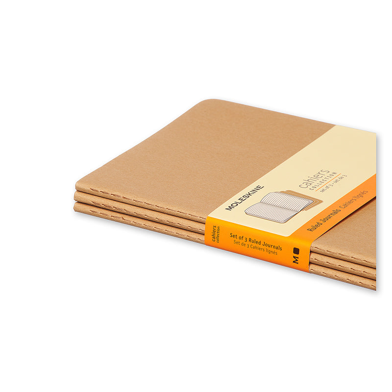 Notesbog Moleskine l cahiers kraft sæt 3 stk m/80 linjerede