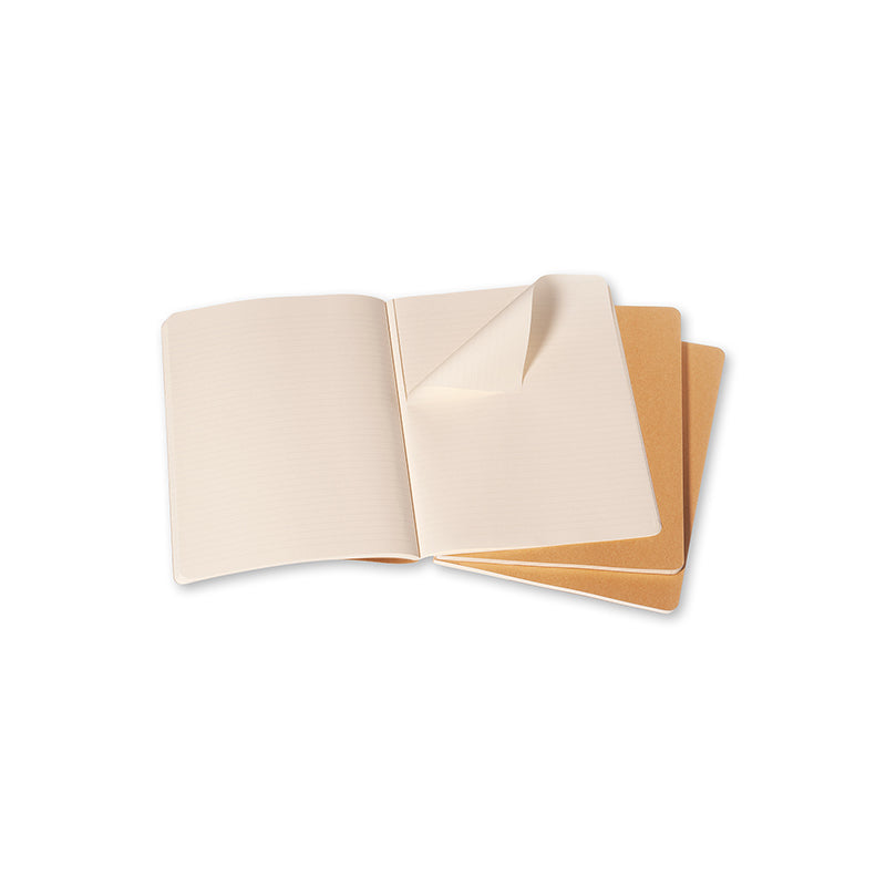Notesbog Moleskine xl cahiers kraft 3 stk m/120 linjrede ark