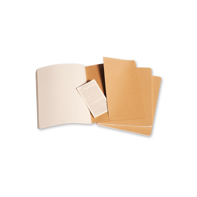 Notesbog Moleskine xl cahiers kraft 3 stk m/120 blanke ark