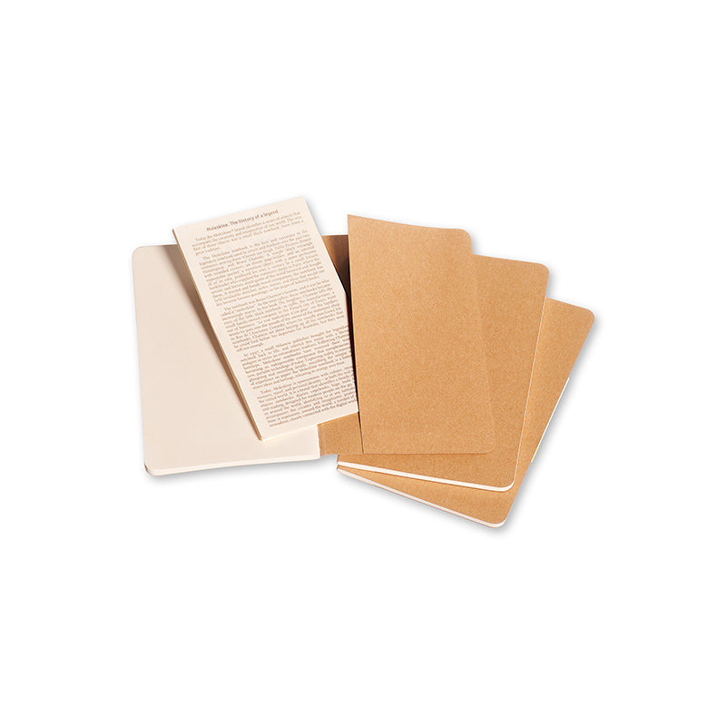 Notesbog Moleskine pocket cahiers kraft 3 stk m/64 blanke