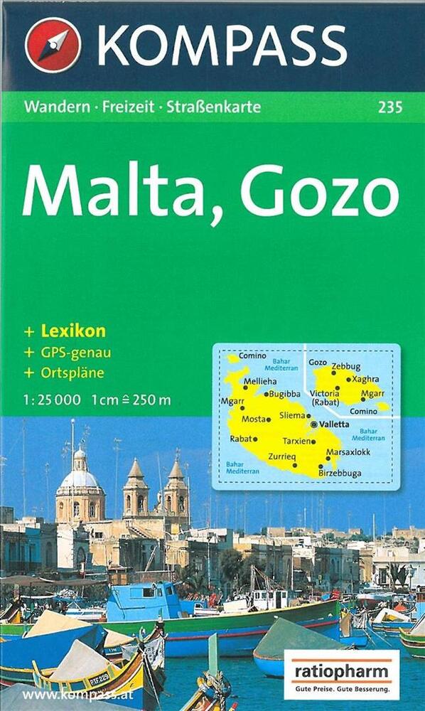Malta, Gozo, Kompass Wanderkarte 235 1:50 000
