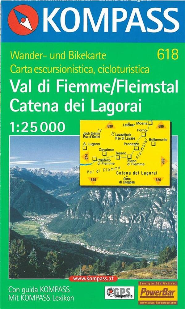 Val di Fiemme - Fleimstal - Val di Fiemme/Catena di Lagorai*, Kompass Wanderkarte 618