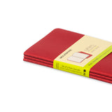 Notesbog Moleskine  pocket cahiers rød 3 stk m/64 blanke ark