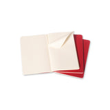 Notesbog Moleskine  pocket cahiers rød 3 stk m/64 blanke ark