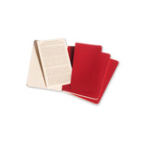 Notesbog Moleskine  pocket cahiers rød 3 stk m/64 blanke ark