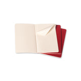 Notesbog Moleskine large cahiers rød 3 stk m/80 linjerede