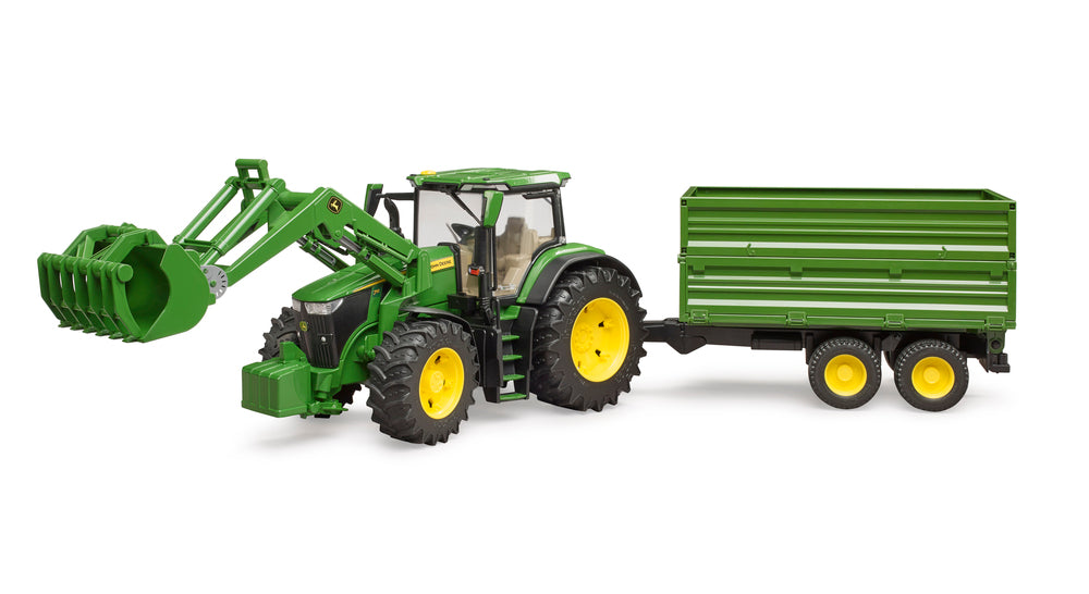 Bruder John Deere 7R 350 med frontlæsser og anhænger med tipfunktion