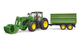 Bruder John Deere 7R 350 med frontlæsser og anhænger med tipfunktion