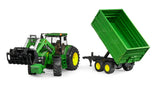 Bruder John Deere 7R 350 med frontlæsser og anhænger med tipfunktion