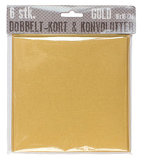 6 DOBBELTKORT MED KONVOLUTTER GULD 16X16MM
