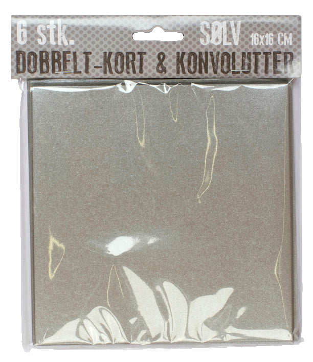 6 DOBBELTKORT MED KONVOLUTTER SØLV 16X16MM