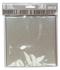 6 DOBBELTKORT MED KONVOLUTTER SØLV 16X16MM