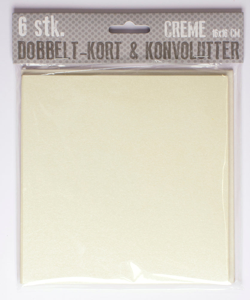 6 DOBBELTKORT MED KONVOLUTTER CREME 16X16MM