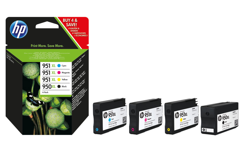 Blæk HP no950 xl black/951 xl ink 4-pack