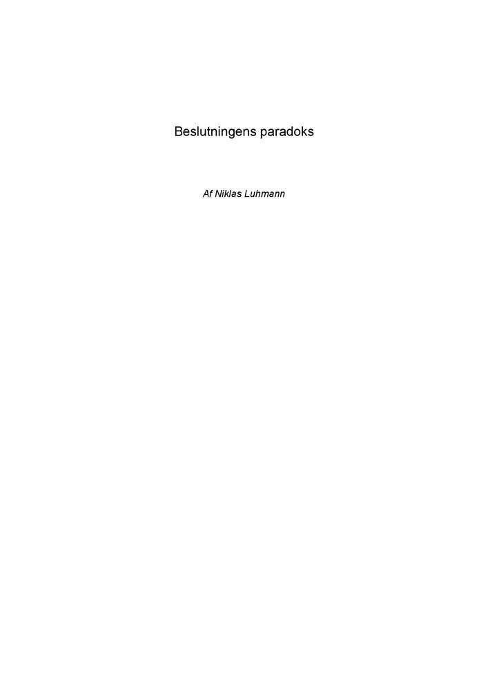 Beslutningens paradoks