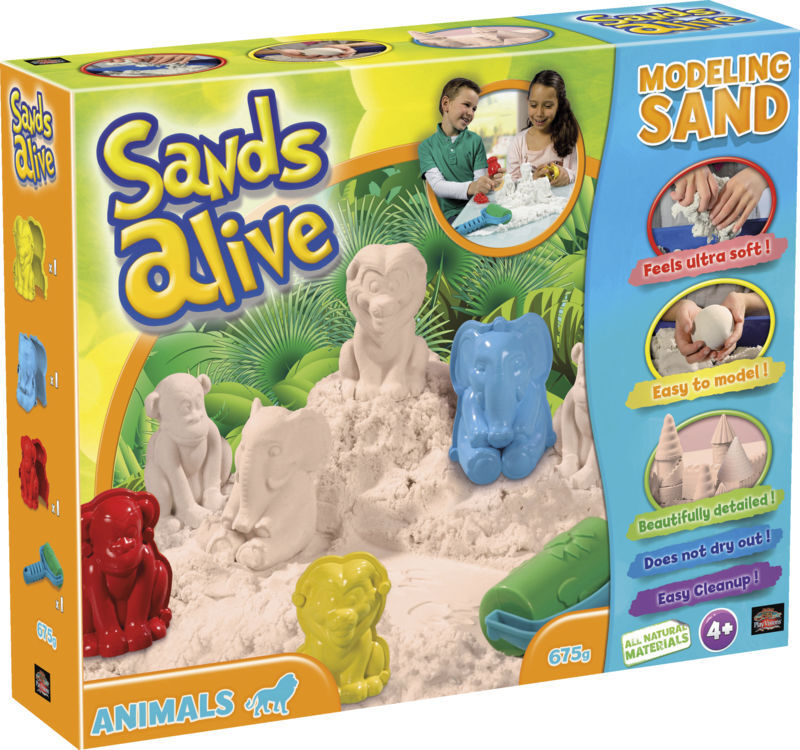 SANDS ALIVE SÆT M/675 G SAND, 3 DYR OG 3D SHAPERS
