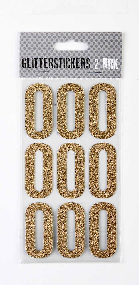 STICKERS GLITTER GULD TAL 0 M. 2 ARK
